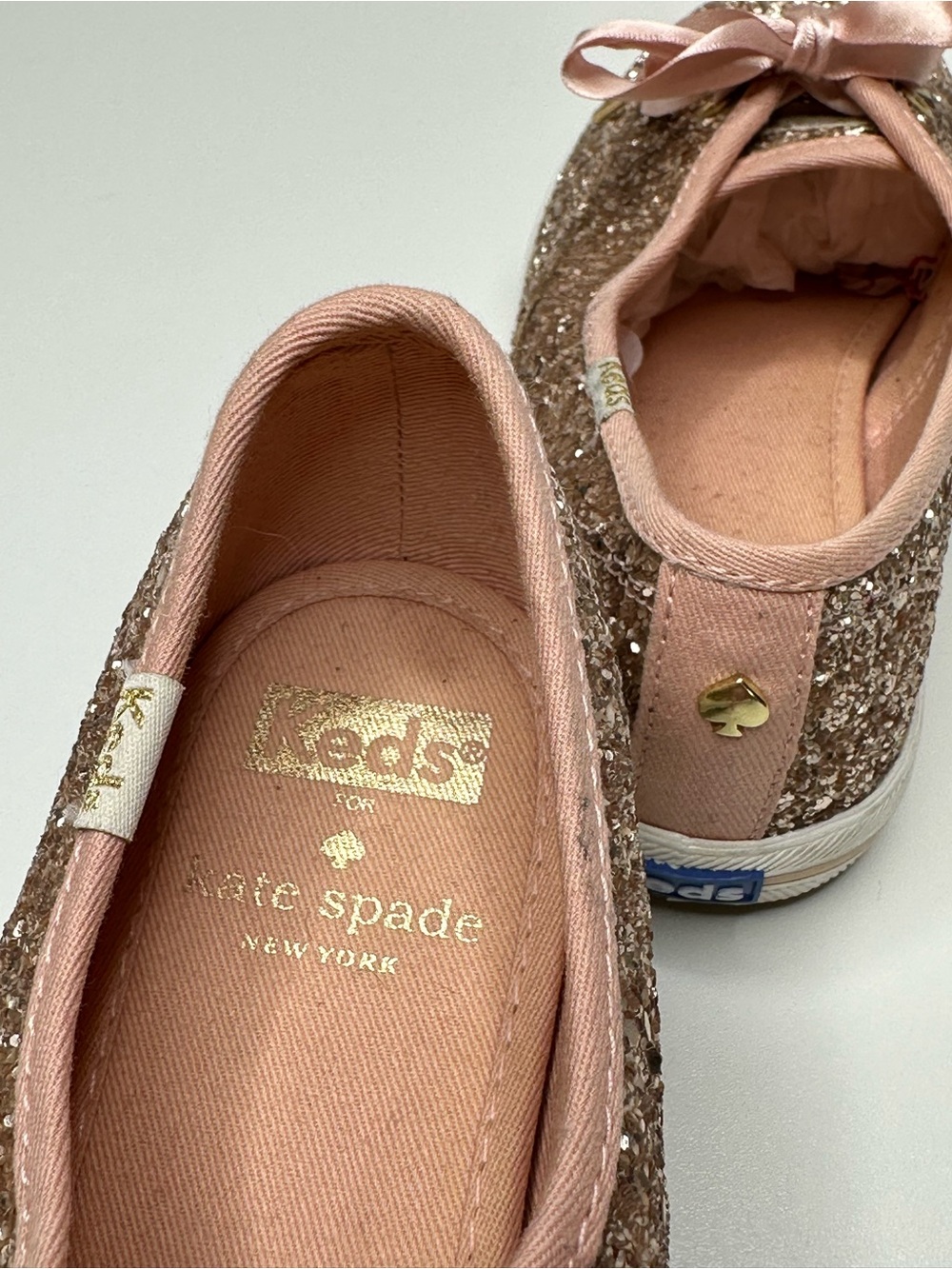 Keds X Kate Spade New York Rose Gold Glitter Sneakers Tennis Shoes - Picture 12 of 16
